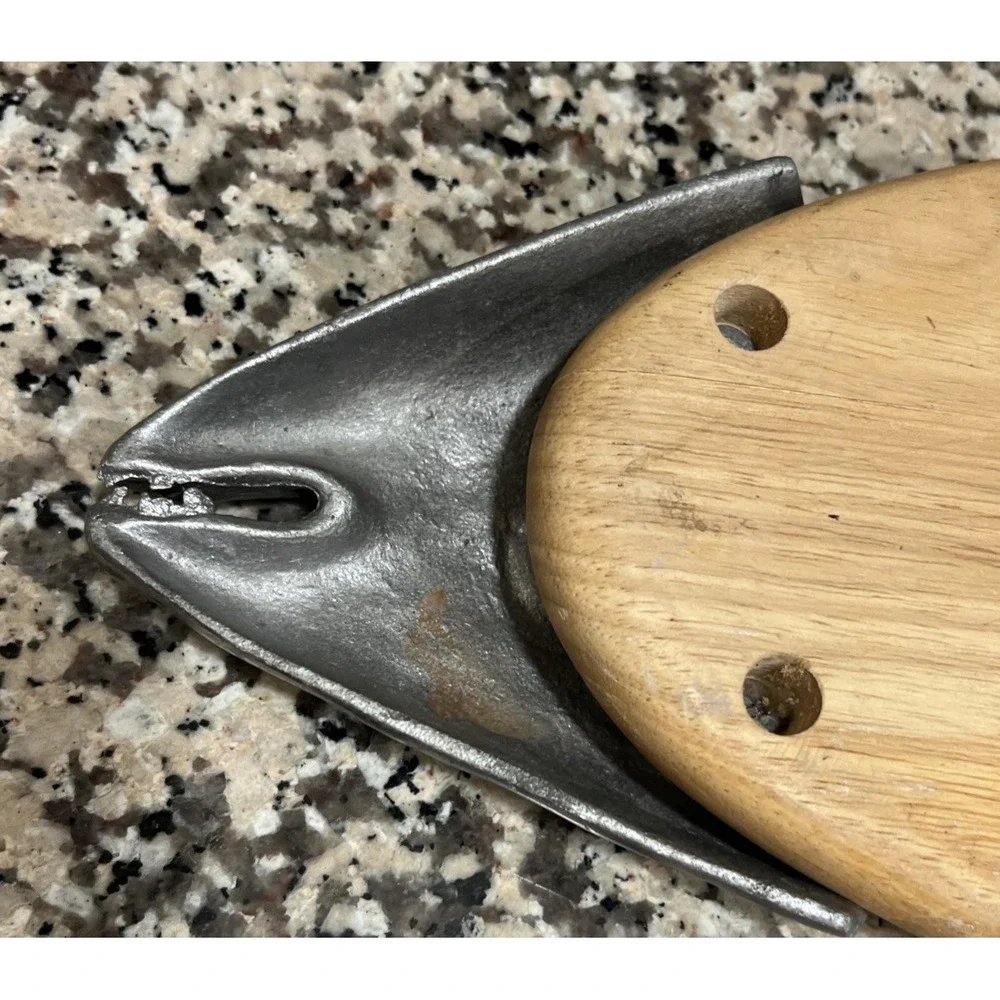 Vtg. Wood Metal Salmon Fish Tray Charcuterie Platter Board Made In Thailand
